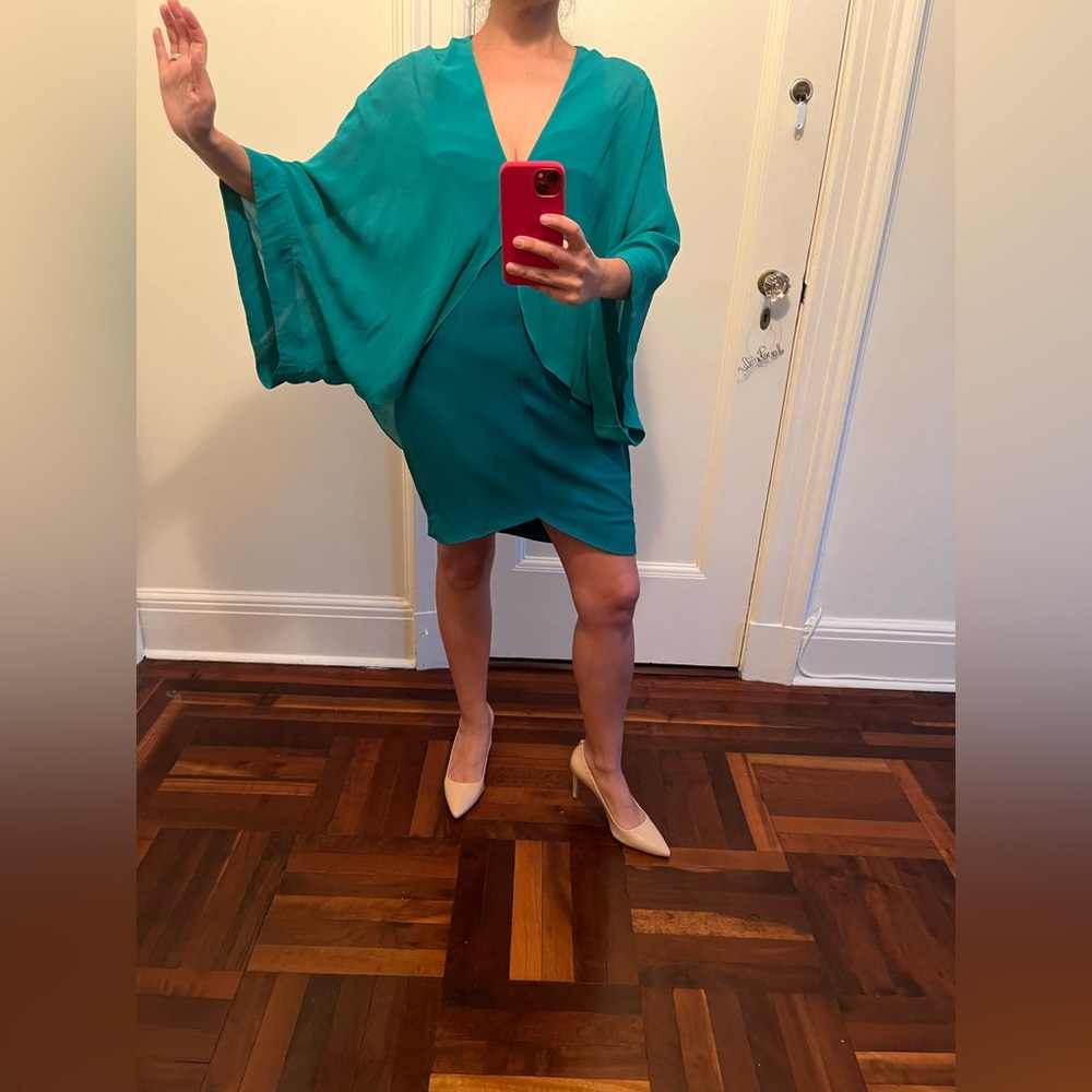 Animale (Brazilian brand) cocktail dress. Silk cape-like top